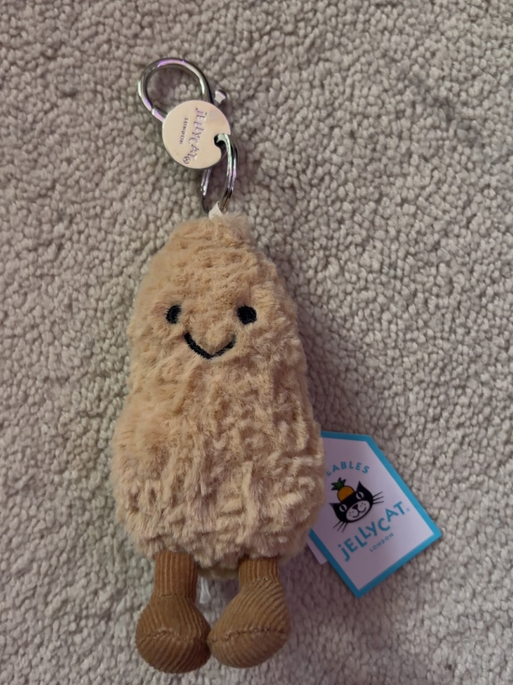 Jellycat Beige Plush Keychain with Corduroy Legs